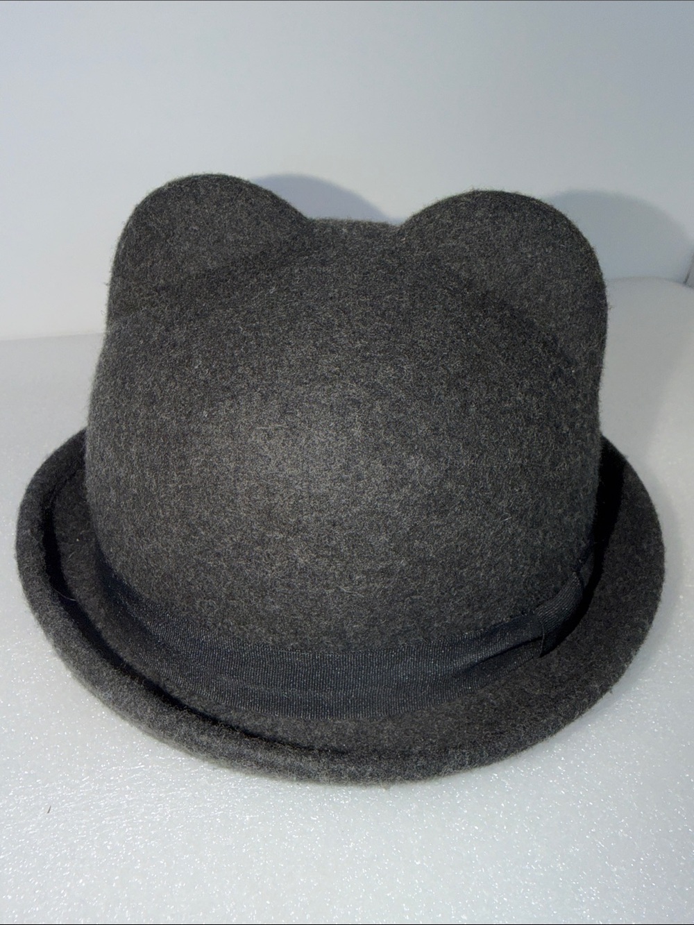 CLAIRE’S Cat Ear Bowler Hat 100% Wool Teens Girls Fedora Style Size M/L